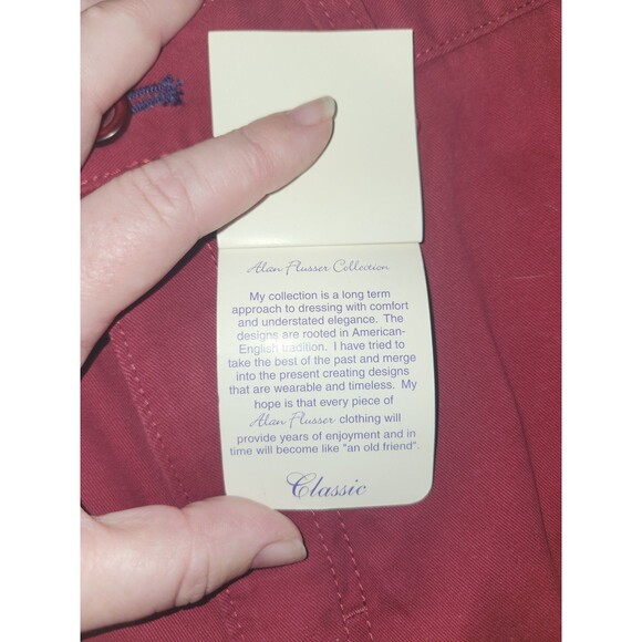New Alan Flusser Men’s Pants W32/L30 Red 100% Cotton - Picture 3 of 7